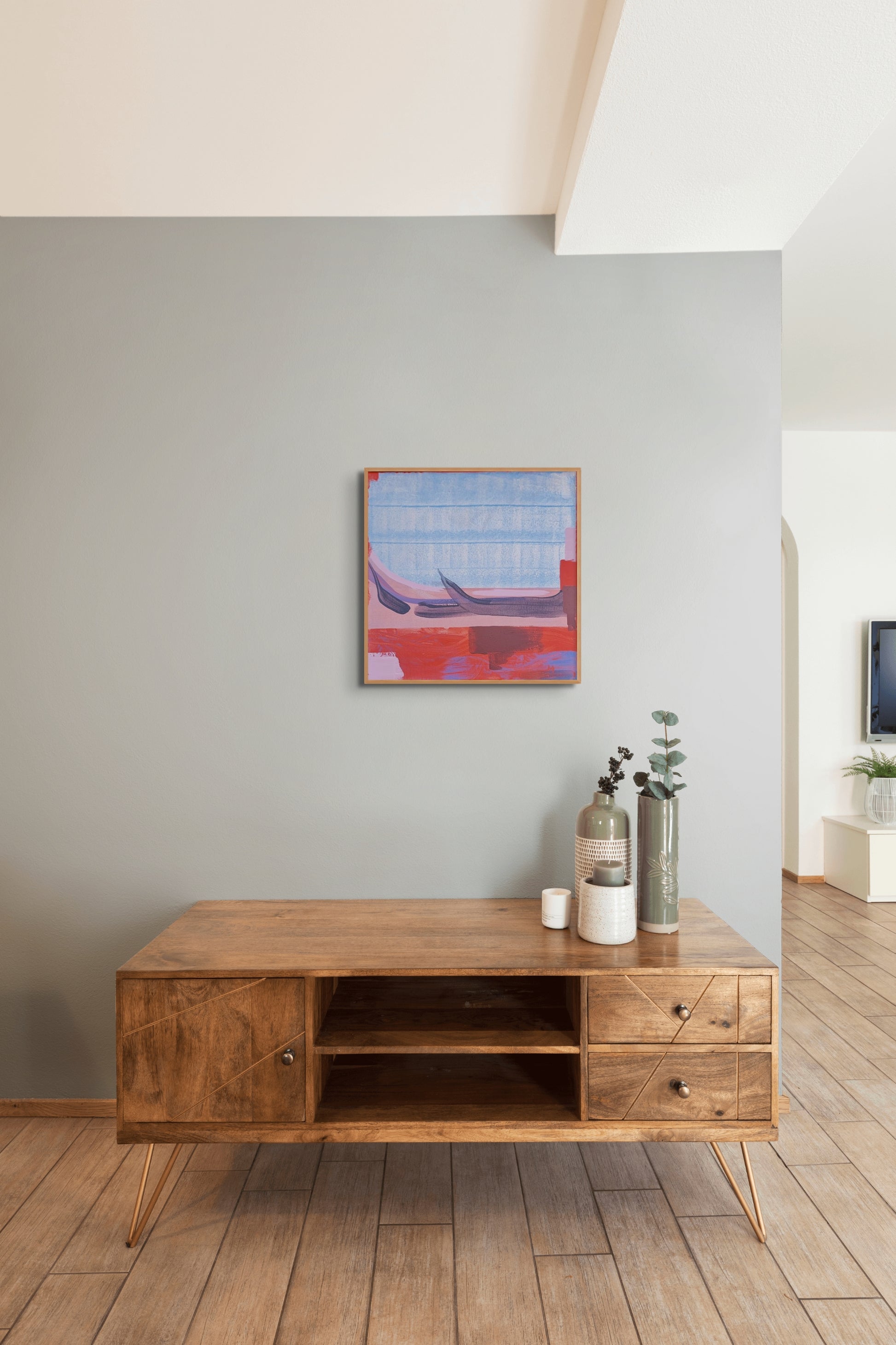 Abstrakta glezna.Venēcijas sarkanais 3. Venēcija.