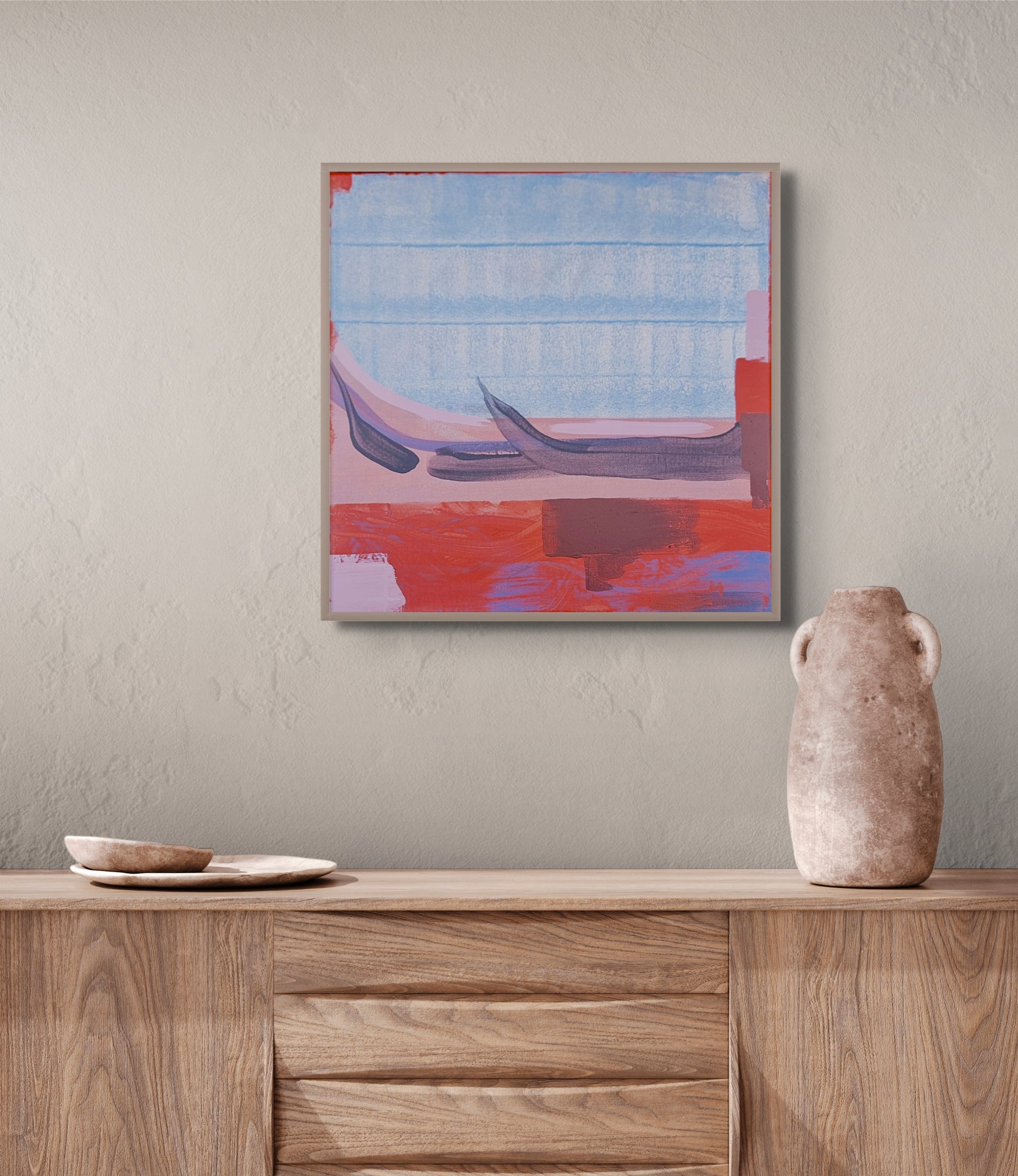 Abstrakta glezna.Venēcijas sarkanais 3. Venēcija.