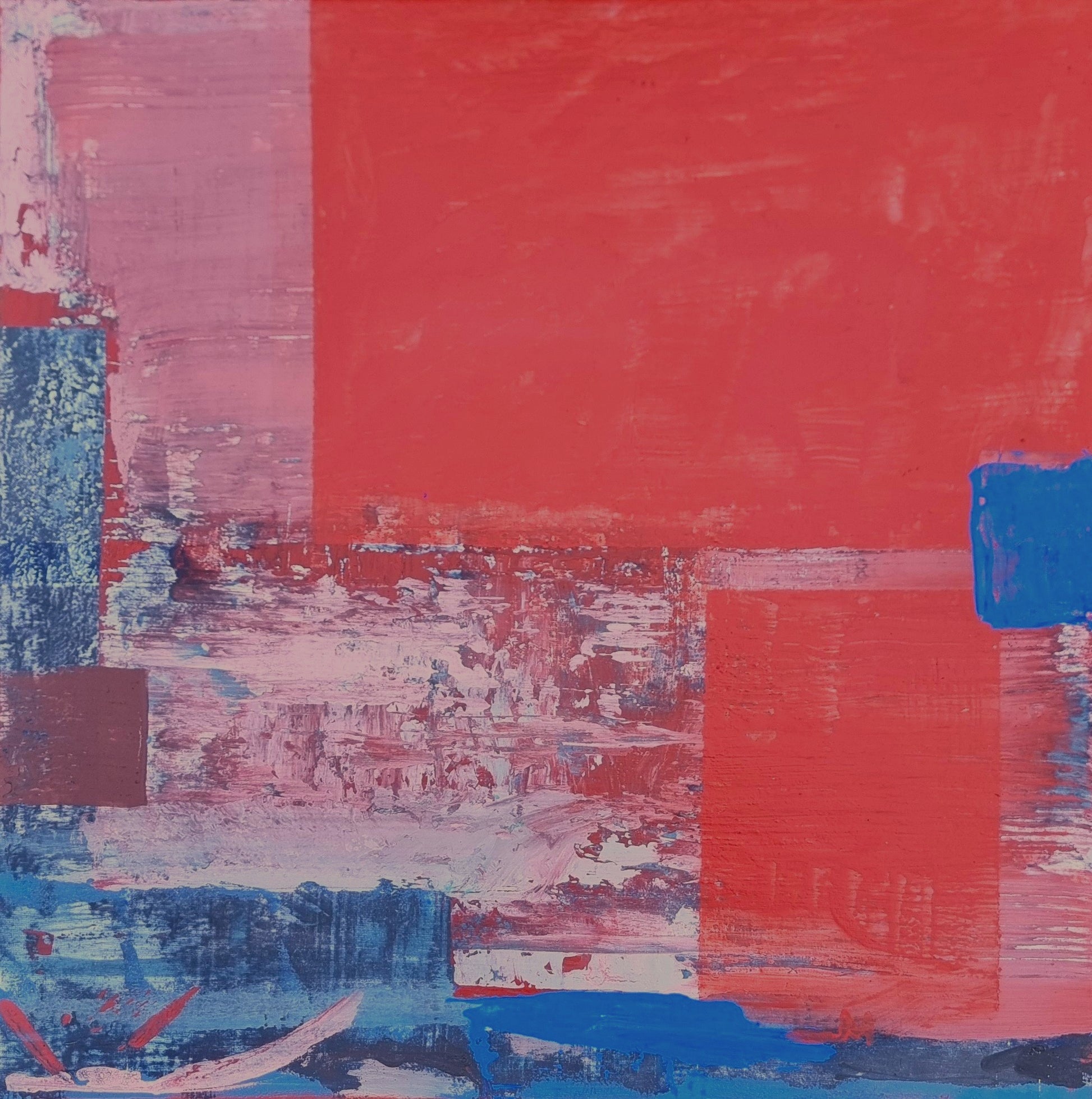 Abstrakta glezna Venēcijas sarkanais 1.  Dabīga “akrila” krāsa. Uz augu bāzes, videi draudzīga.  Venēcijas sarkanais pigments no Veronas  ir 100% dabīgs. 