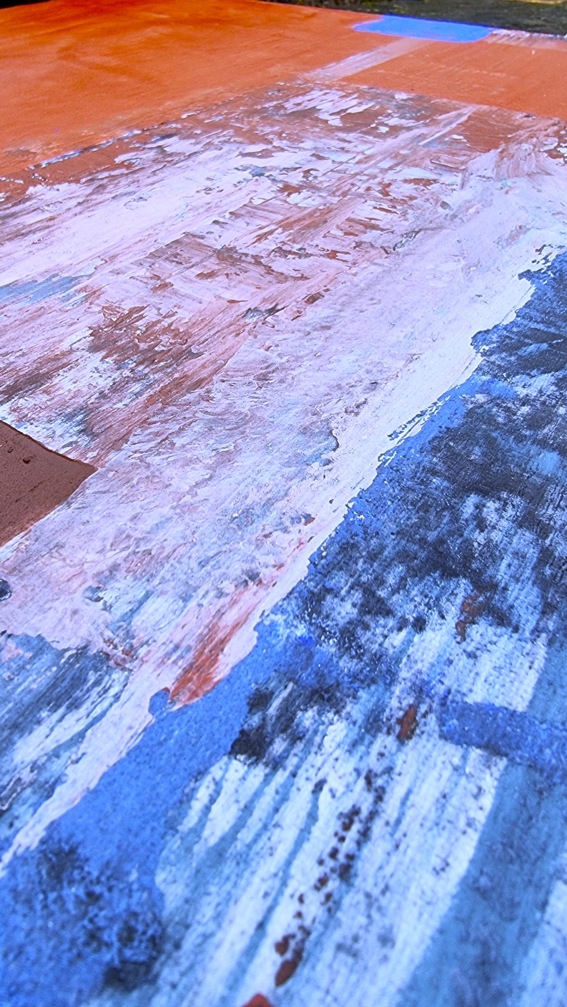 Abstrakta glezna Venēcijas sarkanais 1.  Dabīga “akrila” krāsa. Uz augu bāzes, videi draudzīga.  Venēcijas sarkanais pigments no Veronas  ir 100% dabīgs. 