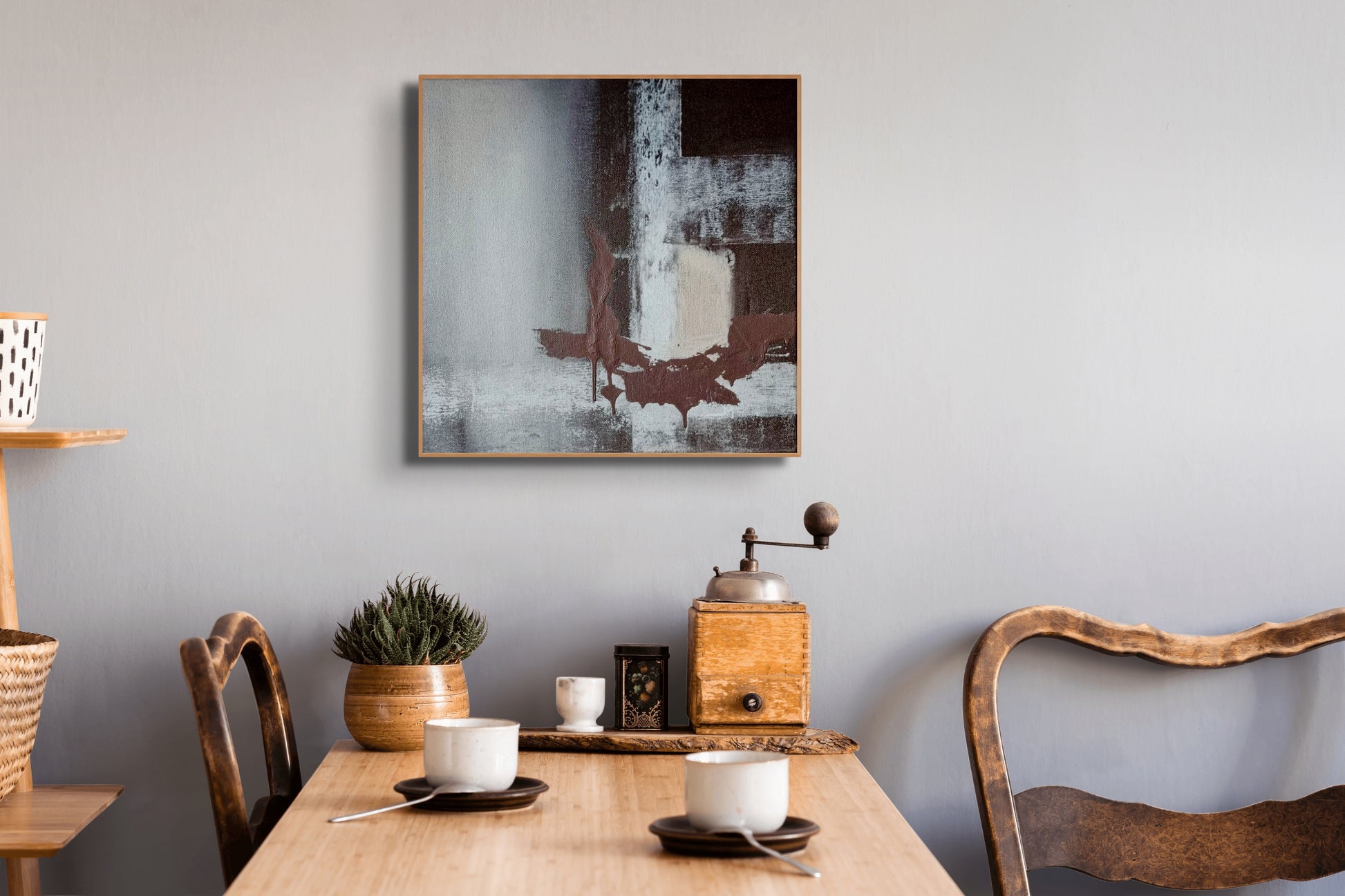 Abstrakta glezna Šokolāde, Brūnie toņi kā kakao pulveris.
Tas ir darbs, kas saka: “Apstājies. Izbaudi.”