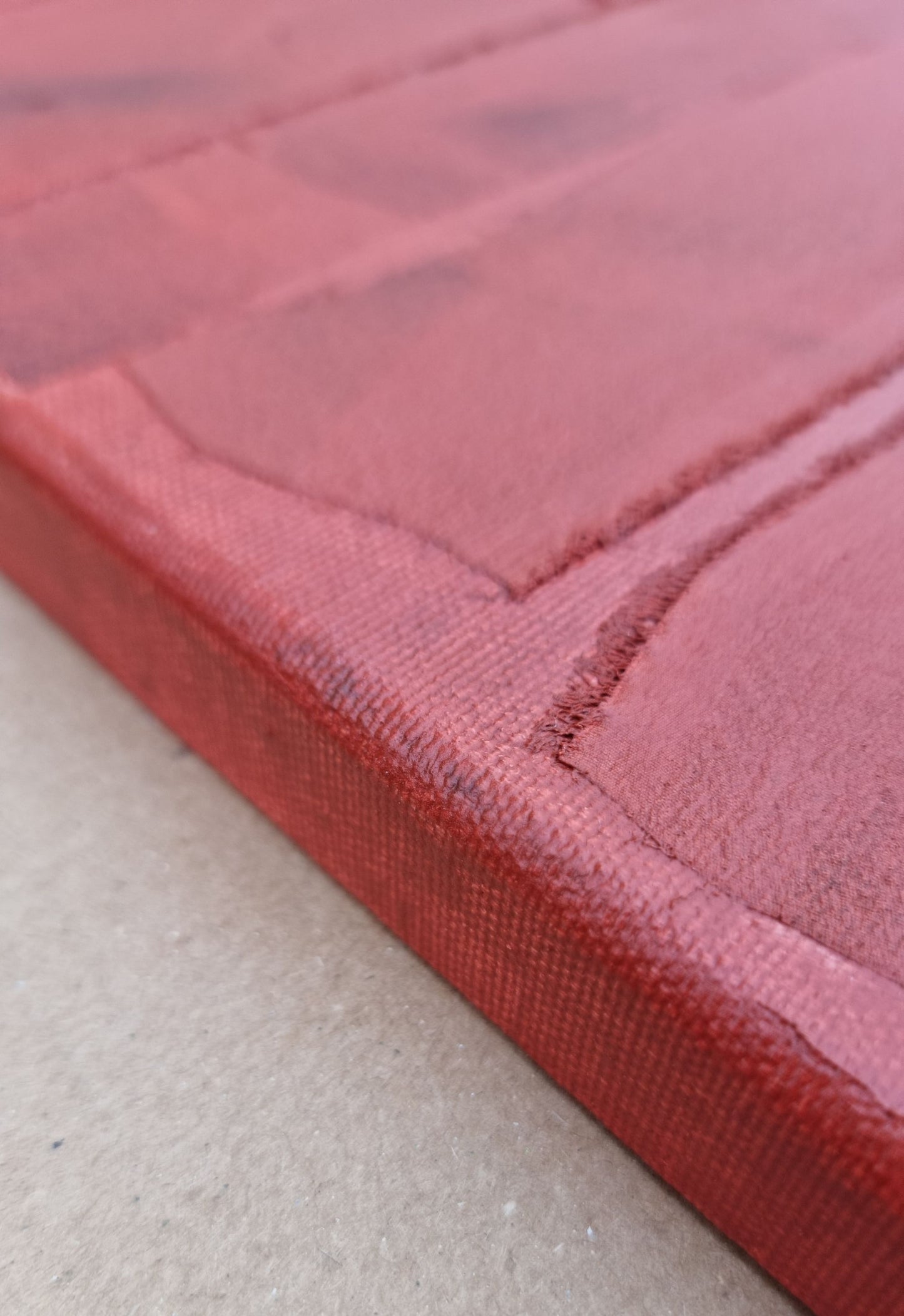 abstrakta_glezna_Venecijas_sarkanais, dabīgs zīds, dabas pigmenti