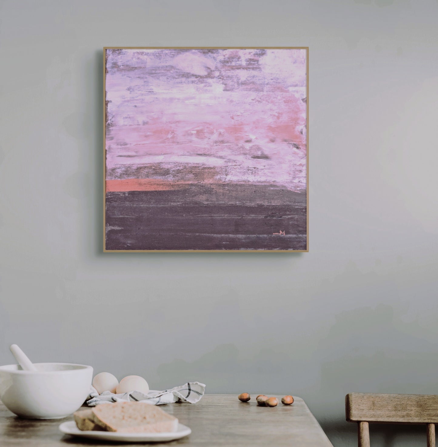 Abstrakta glezna Venēcijas sarkanais 1.  Dabīga “akrila” krāsa. Uz augu bāzes, videi draudzīga.  Venēcijas sarkanais pigments no Veronas  ir 100% dabīgs. 