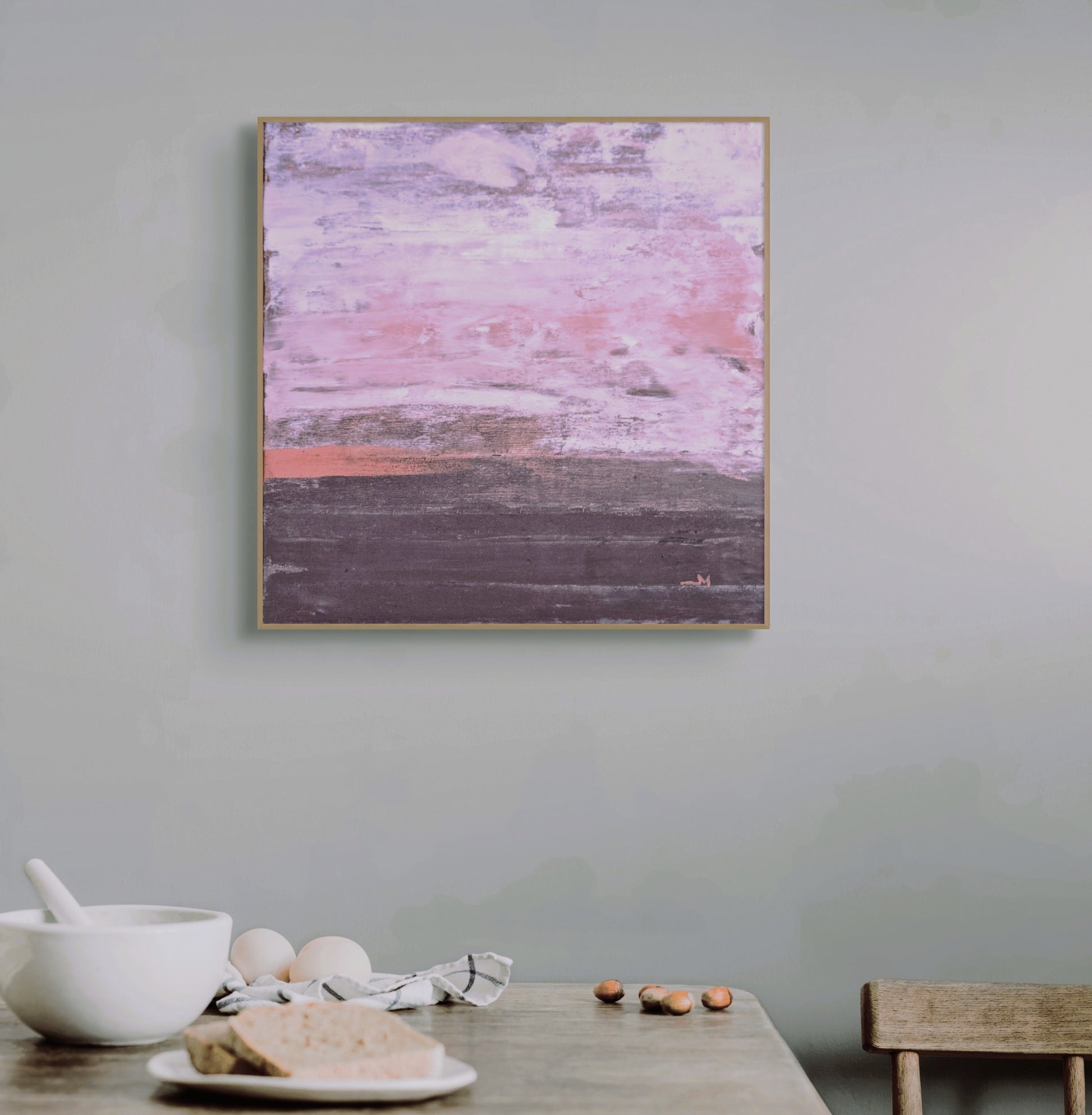 Abstrakta glezna Venēcijas sarkanais 1.  Dabīga “akrila” krāsa. Uz augu bāzes, videi draudzīga.  Venēcijas sarkanais pigments no Veronas  ir 100% dabīgs. 